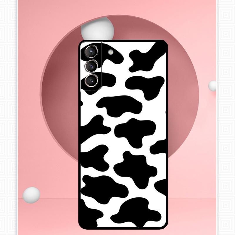 White Black Cow Print Case For Samsung Galaxy S25 Ultra S25 FE S20 S21 S22 S23 Plus S9 S10 S24 Ultra Cover Funda
