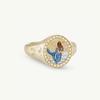 European and American Valentine's Day Lion Mermaid Heart Ring - Stainless Steel with Colorful Vacuum Electroplating
