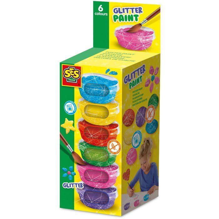 Gouache a paillettes (6x45ml) - SES CREATIVE - Colouring and painting - Activité manuelle - Idée cadeau - Age : 3+