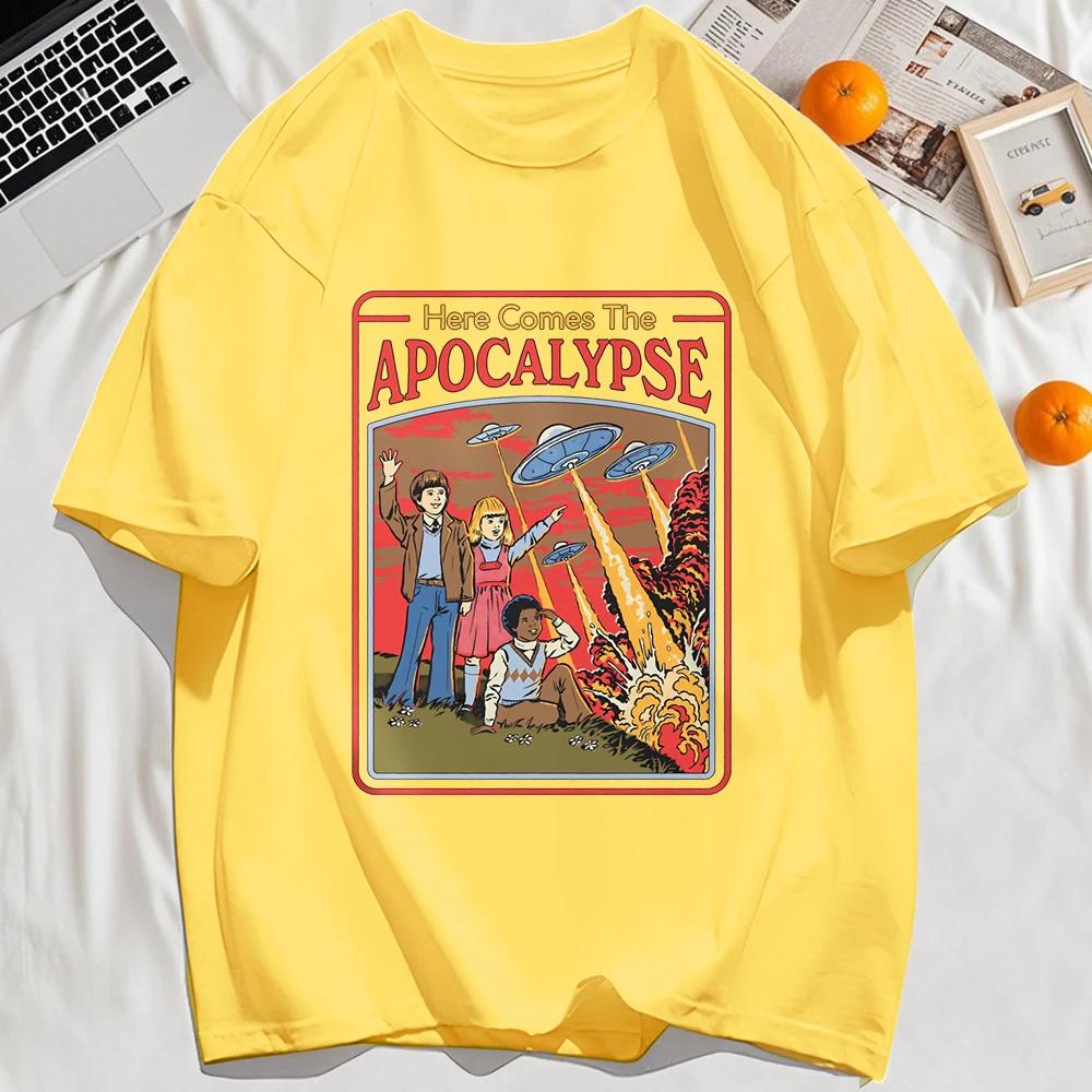 Here Comes The Apocalypse Printing Mens Tee Hip Hop Cotton Trendy ONeck Loose T Shirt Casual Comfortable Man Short Sleeve