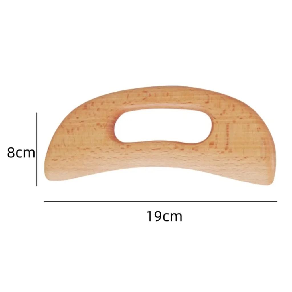 Lazy People Moon Shape Wooden Guasha Board Lymphatic Massager for Full Body Relaxation Neck Muscle Release Natural Beechwood