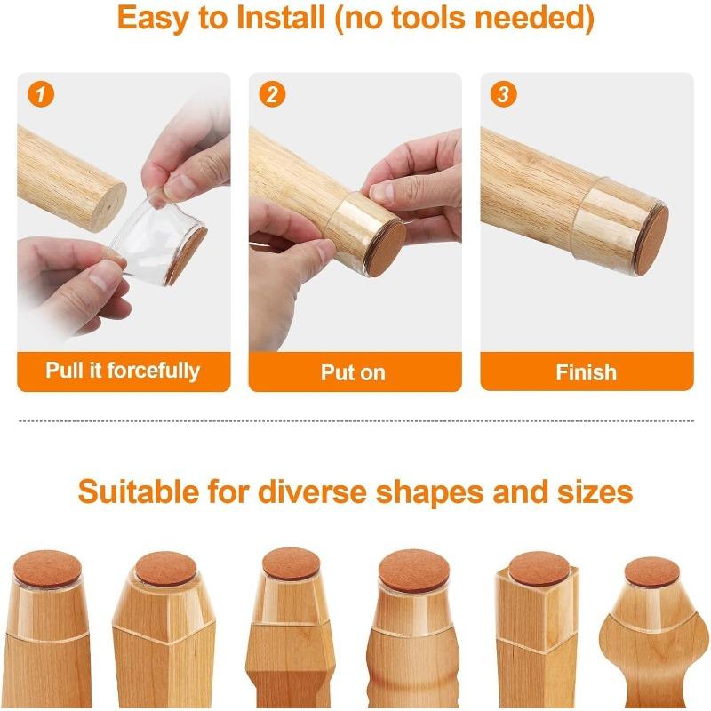 8/24pcs Silicone & Felt Chair Leg Floor Protectors - Anti-Scratch, Noise-Reducing Furniture Sliders for Protecting Hardwood/Tile Floors