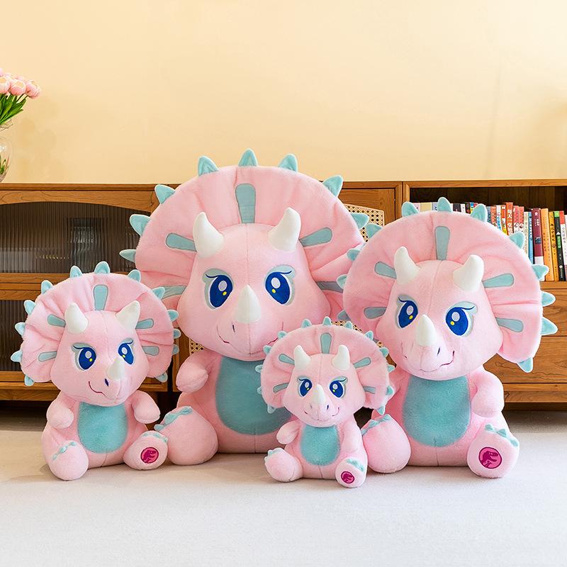 Cartoon Triceratops Jurassic Plush Toy Dinosaur Series Pink Stuffed Animal Doll Cute Soft Kids Gift