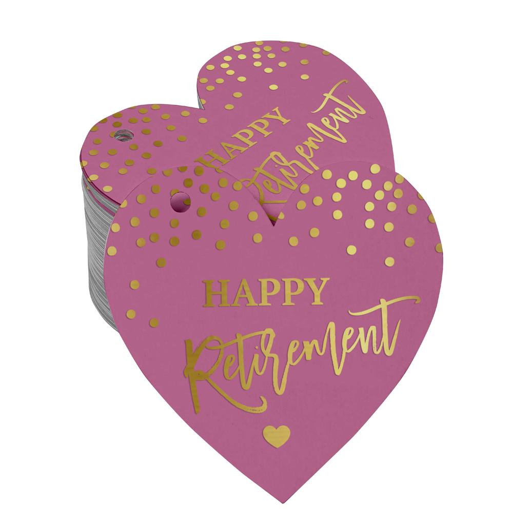 Inkdotpot Silver Foil Paper Hang Tag Happy Retirement Favor Tag 100 Pieces