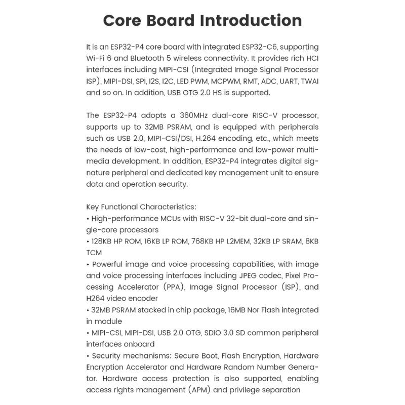 P4 Modul Entwicklungsplatine Prozessor mit zwei Kernen Drahtlose Verbindung Und GPIO-Erweiterung