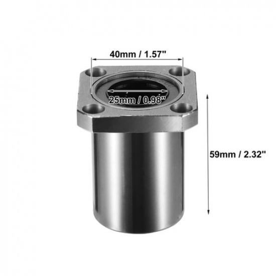 Universal Length Square Flange Linear Ball Bearings Pack of 2 Silver Tone