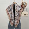 110*110cm Neuer Baumwoll-Leinen-Quadratischer Schal Damen Kopftuch Blumenmuster Halstuch Schals Kopftuch Bandanas Haargummi Stirnbänder