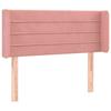 Tête de lit - Avec oreilles - Velours rose - Pieds en bois robustes - Hauteur réglable