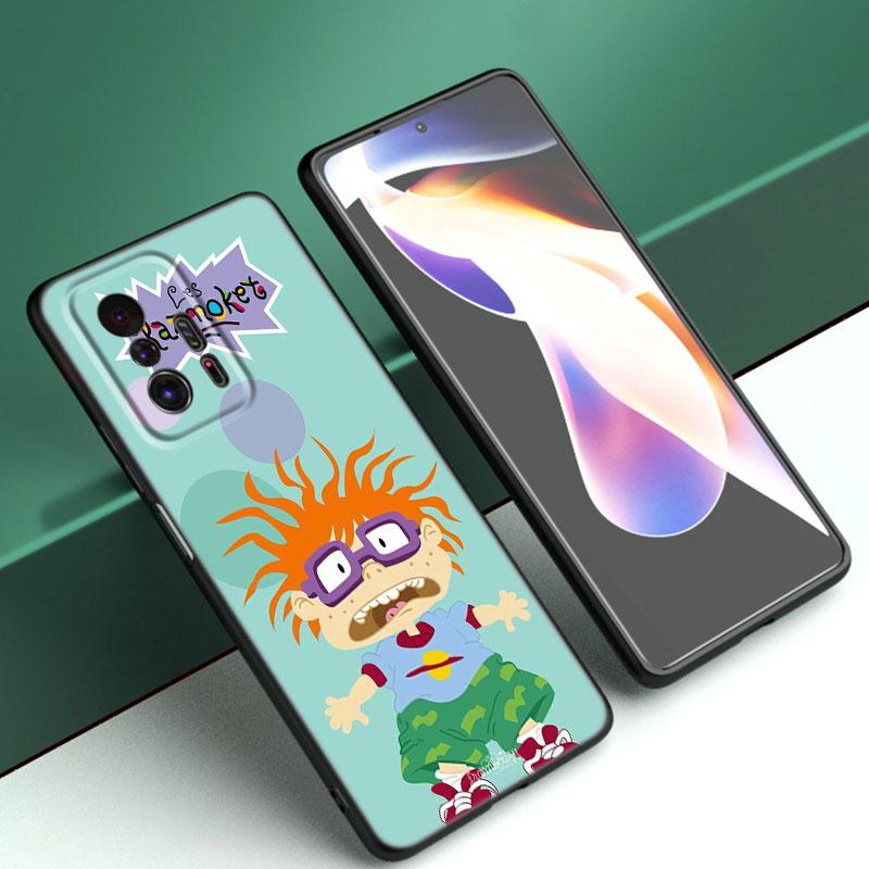 Cartoon R-Rugrats Black Silicone Phone Case For Xiaomi Mi 9 SE 8 10 10T 11 12 13 Lite 9T 11T 12S 12T 13T 14 Pro 5G NE 11i 12X