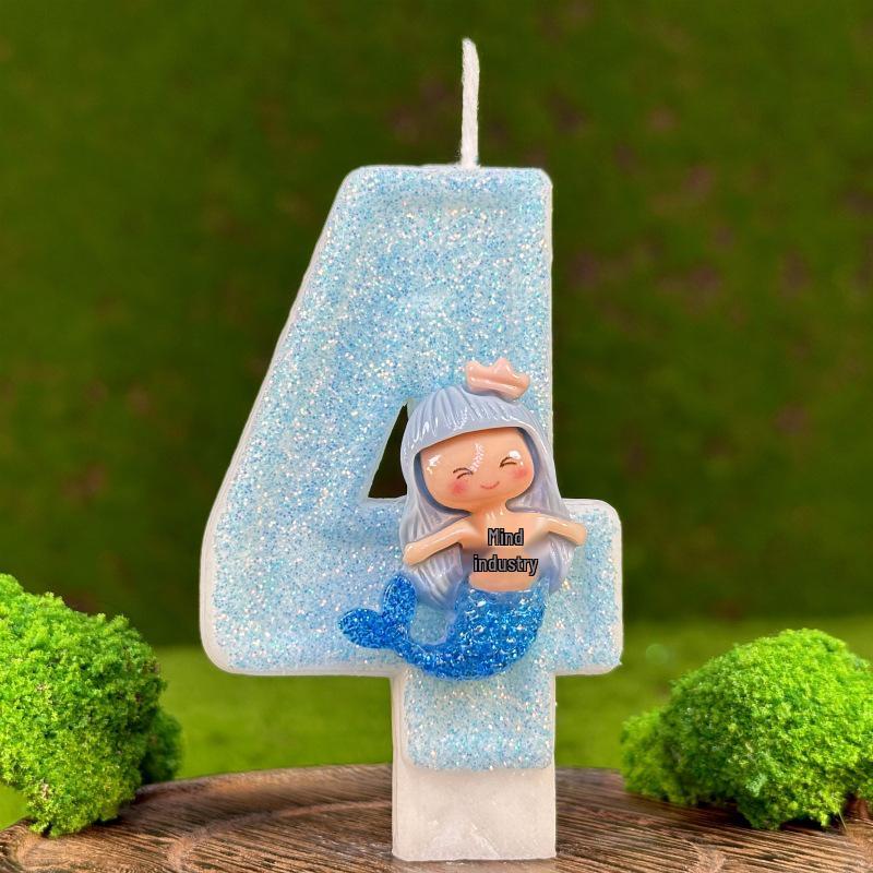 Mermaid-Themed Handmade Digital Birthday Cake Candles