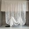White Lace Voile Curtains with Florals Embroidery Pulling Curtain for Bedroom and Living Room 150cm