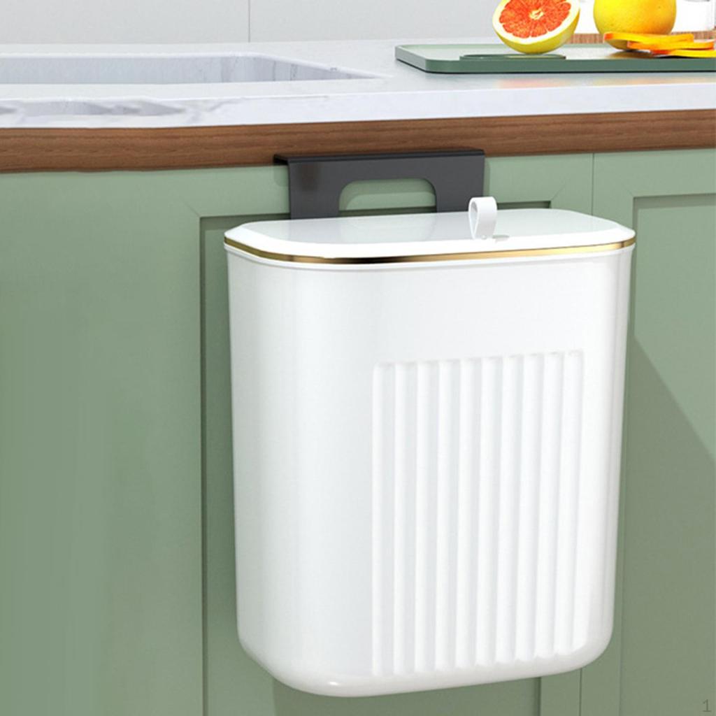 Hanging Trash Can with Lid Food Waste Bin Kitchen Compost Wall Mount Garbage for Countertop