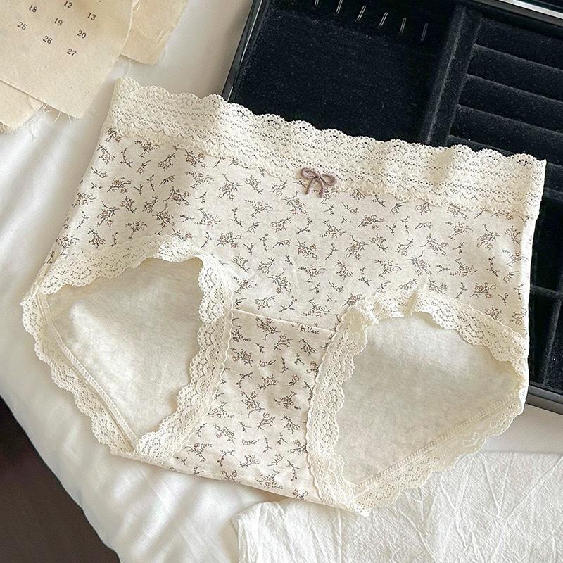 Fashion Summer Floral Pattern Mid Waist Sexy Underwear Comfortable Breathable Soft Skin Friendly Women's Cotton Triangle Panties
