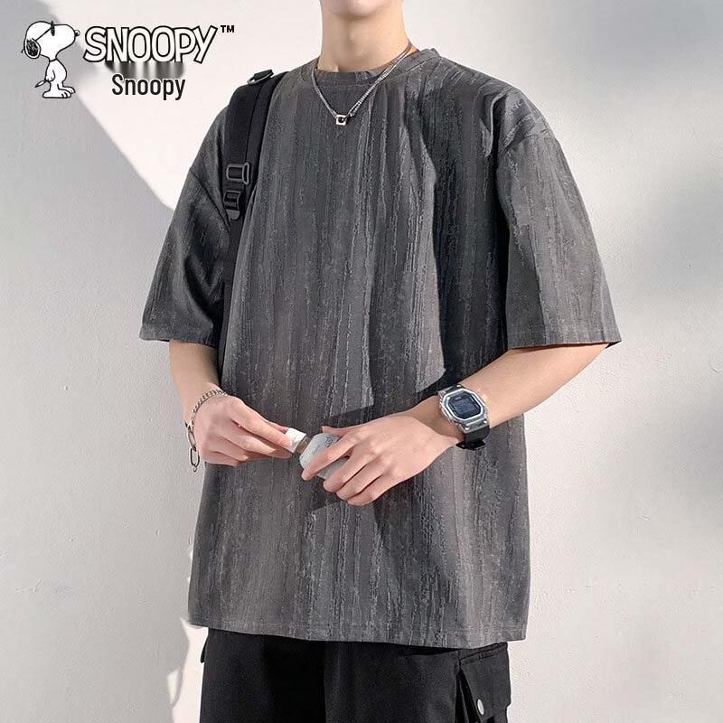 Snoopy Men's Textured Cooling Loose Fit Short Sleeve T-Shirt