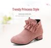 Girls' High Heel Princess Boots - Autumn Winter 2025 Fleece-Lined Short Boots for Kids