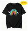 Fun Cartoon Rainbow Unisex Print Tshirt Pure Cotton Loose Short Sleeve Unisex Summer Casual Top