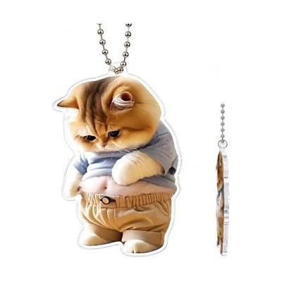 Dog Chubby Keychain Fat Dog 2D Acrylic Car Accessory Cute Rearview Mirror Key Key Chain Mascot Charm Strap