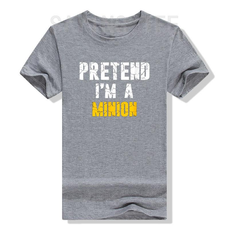 Pretend I'm A Minion Hassle-Free Holiday Costume T-Shirt Funny Letters Printed Sayings Graphic Tee Tops Halloween Outfits Gifts