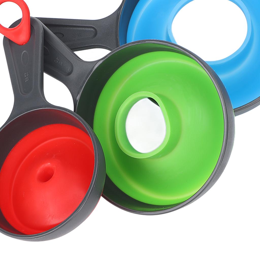 Canning Funnel PP Silicone Material Clip Circle Design 3 Colors 3 Size Foldable Lightweight Wide Mouth Funnels