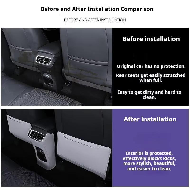 For BYD Sealion 06 EV DMI Seat Back Kick Pad Leather Armrest Storage Box Anti Scratch Protector Semi-Wrapped Car Accessories