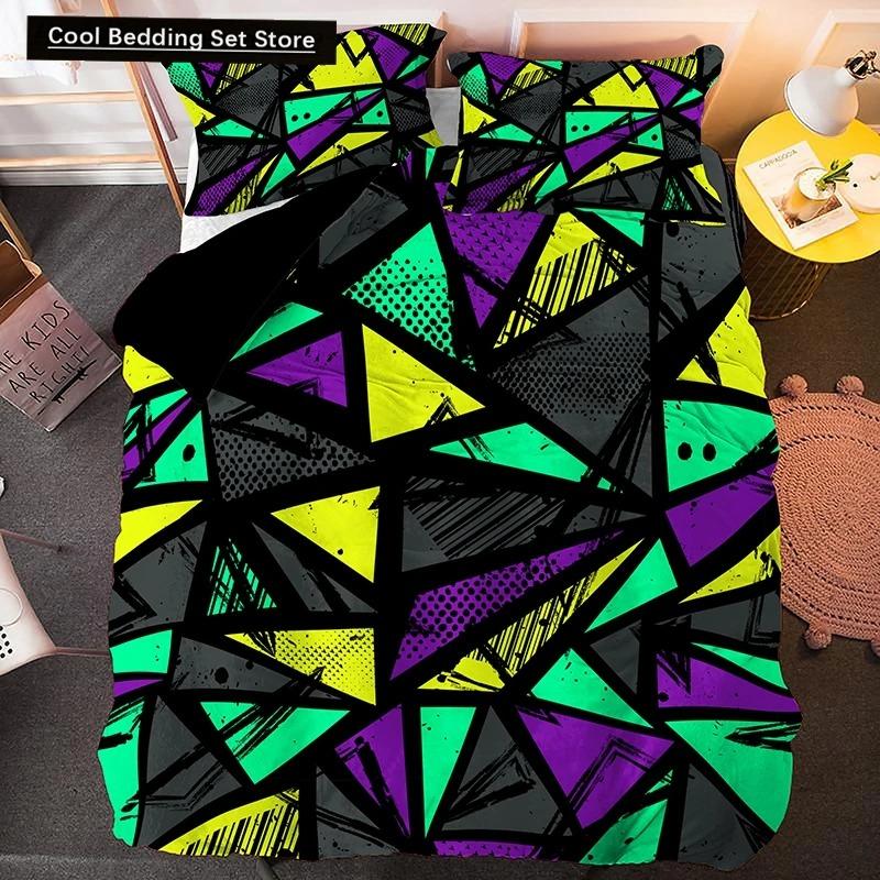 Irregular Geometry King Queen Duvet Cover Bohemian Style Bedding Set for Kid Teens Adult Modern Art 23pcs Polyester Quilt Cover