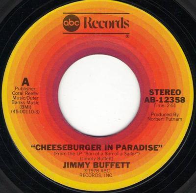 7inch Record JIMMY BUFFETT - Cheeseburger In Paradise / African AB12358 ABC Records 1978 US Rock Used