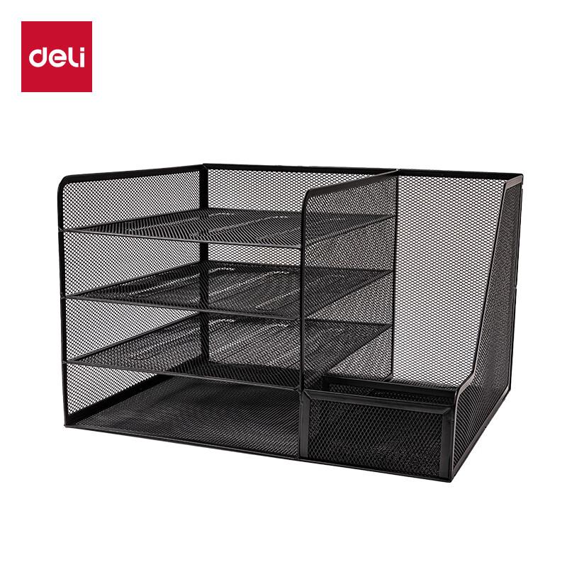 Deli 4-Tier Metal Desktop File Organizer with Pen Holder