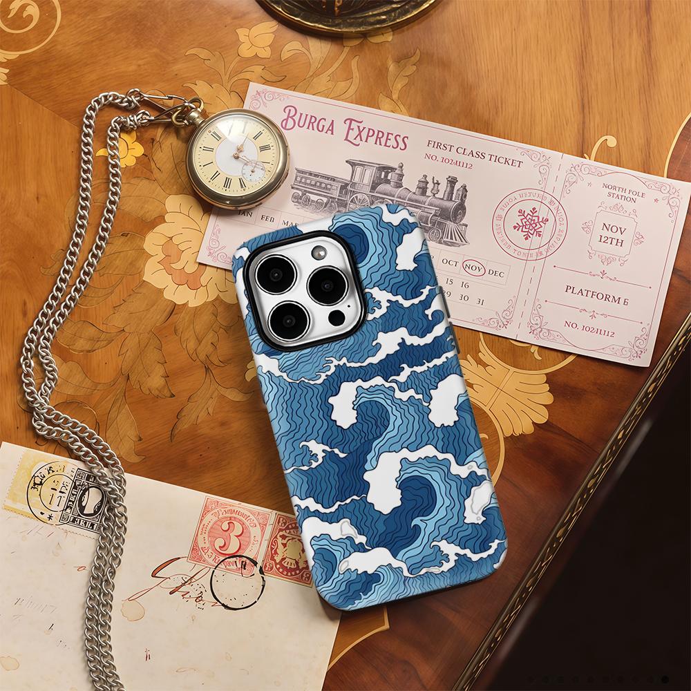 Blue Ocean Wave Phone Case for IPhone 17AIR 16E 16 15 14 13 12 11 17 Pro Max Plus Double-layer Back Cover