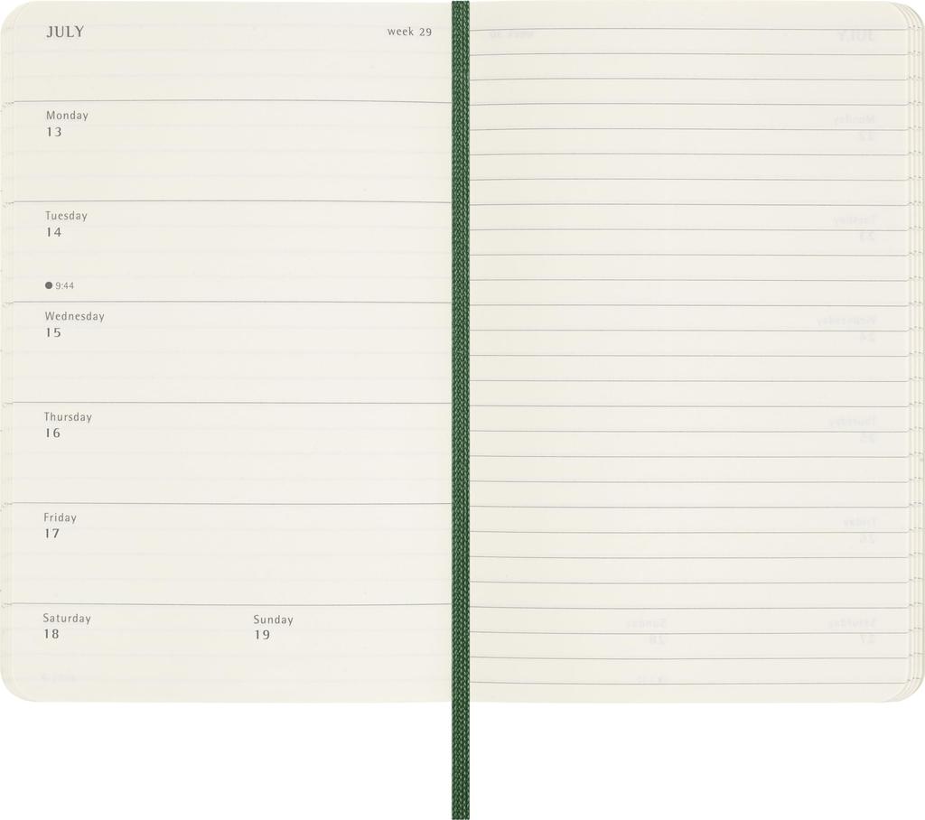 Moleskine 2026 January Weekly Pocket Size x Soft Myrtle DSK1512WN2Y26 Planner, Start, 12-Month Diary, (9cm 14cm), Cover, Green,