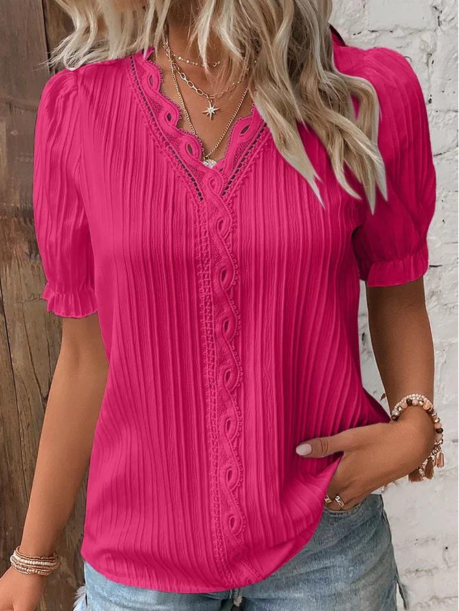 Summer 2023 Women's Fashion Hollow Short-Sleeved Shirt