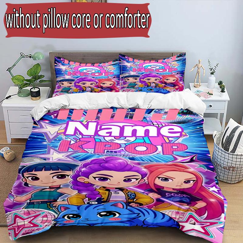 Set copripiumino 3 pezzi (1*Copripiumino + 2*Federe, Senza Nucleo), Set Biancheria da Letto Personalizzato con Nome KPop Cacciatori di Demoni, Decorazione Camera da Letto Casa Regalo