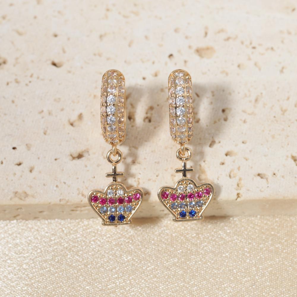 Luxury Colorful Geometry Zirconia Dangle Earrings Jewelry