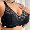 Plus-size European and American Style Wire-free Pad-free Bra with Semi-sheer Openwork Lace Pattern