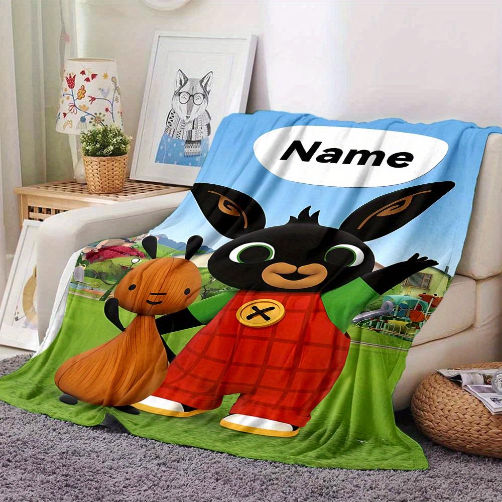 Bing Bunny Flannel Blanket With Customizable Name Soft And Comfortable Shawl Blanket For All Seasons Suitable For Home Travel Camping Office