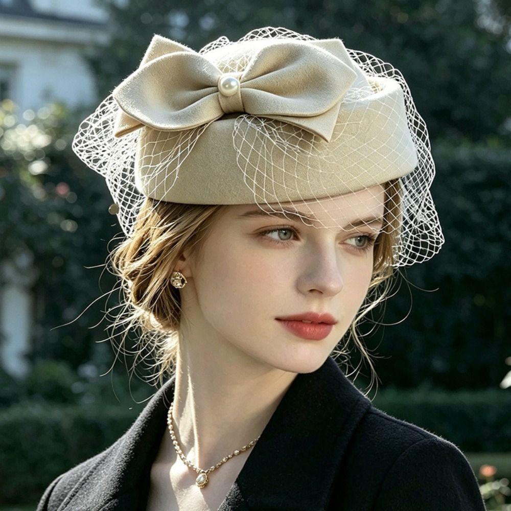 Breathable Wool Jazz Hat Warm Woolen British Style Hat Fashion Felted Wool Hat Evening Cocktail