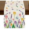 Spring Summer Lavender Tulip Table Runner 13x72 Inch Seasonal Floral Kitchen Dining Table Decor for Indoor Outdoor Farmhouse Home Anniversary Party