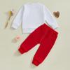 Baby Valentinstags-Outfit Entenstickerei Langarm-Sweatshirt und Elastische Hose Set für Neugeborene Säuglingskleidung