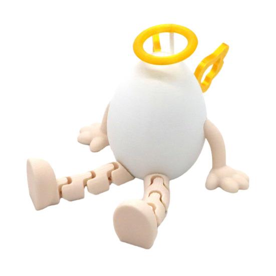Easter Egg Figurine with Articulated Legs 3D Printed Movable Joints Rabbit Ear Egg Fidget Toy Holiday Party Decoration Ornament