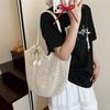 Summer Beach Woven Tote Bag For Women Hollow-out Lightweight Large Capacity Shopper Shoulder Bag