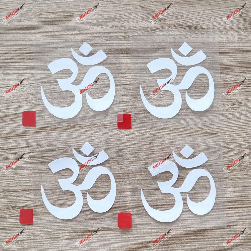 4X White 2   Yoga Om Ohm Symbol Decal Sticker India Car Vinyl
