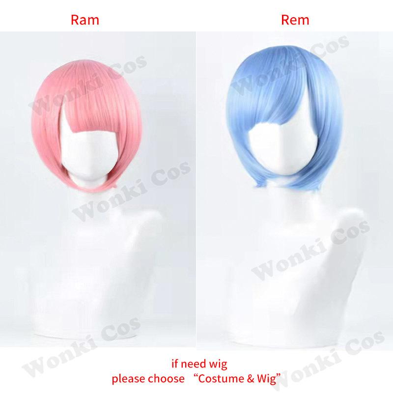 Ram Rem Cosplay Re Zero Re Life Different World Cosplay Costume Maid Servant Dress Twins Wigs Full Set For Role Play
