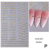 French Tips Nail Sticker 5D Embossed  French Nail Decals Gold Silver Black Line Design Adhesive Slider Nails Art