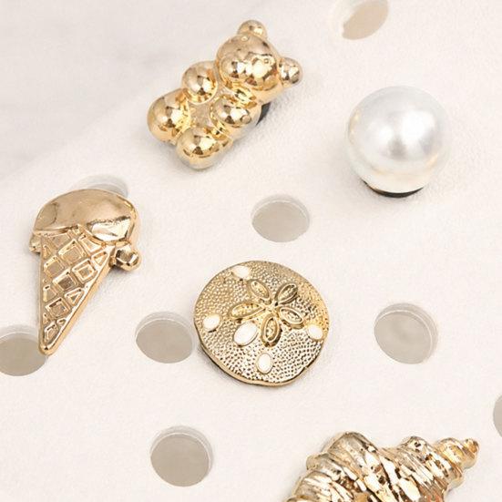 Set da 6 Pezzi Charms per Scarpe Color Oro, Charms Estivi Gelato, Charms per Scarpe Stella Marina Conchiglia per Zoccoli Donna Ragazze Decorazione Calzature da Spiaggia