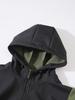 European Color Block Casual Letter Fleece Hooded Sweatshirt Jacket