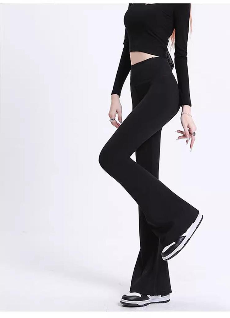 Sharkskin Women's Micro-Flare Pants: High-Waisted, Slimming, Tummy-Control, Butt-Lifting Yoga Base Layer, Ideal for Spring/Autumn.