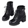 Large size 24 autumn new lace-up round head buckle with thick-soled short tube women's British style fashion trend Martin boots