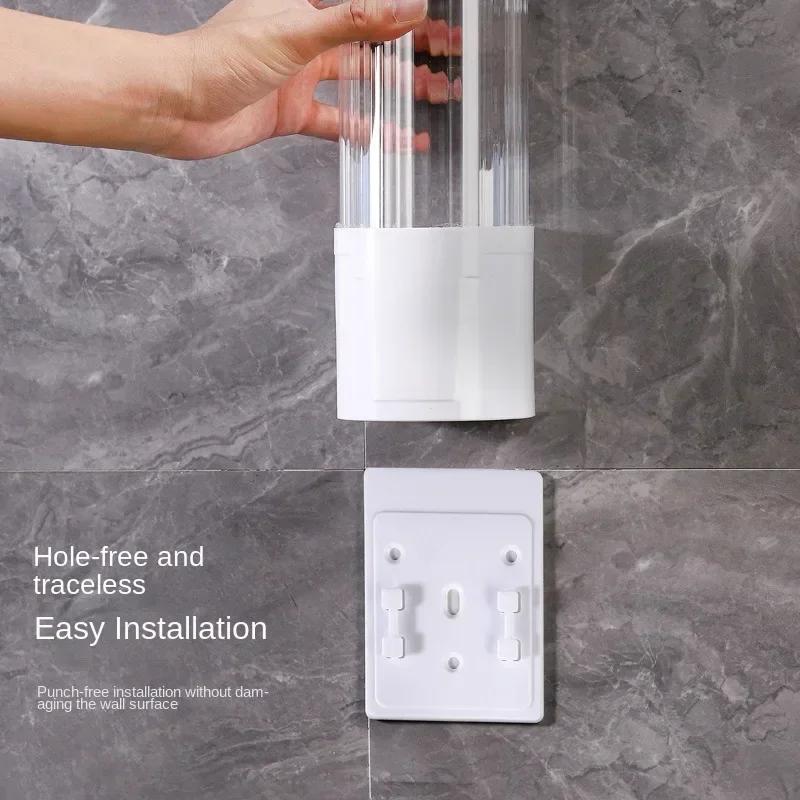 Disposable Paper Cup Holder Automatic Cup Extractor No Drilling Wall Mounted Household Plastic Transparent Dustproof Storage