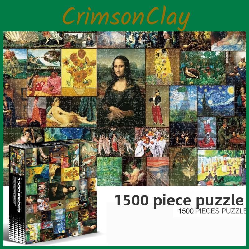 Jigsaw Puzzle With Bird Houses And World Renowned Flat Paintings For Gift Teens