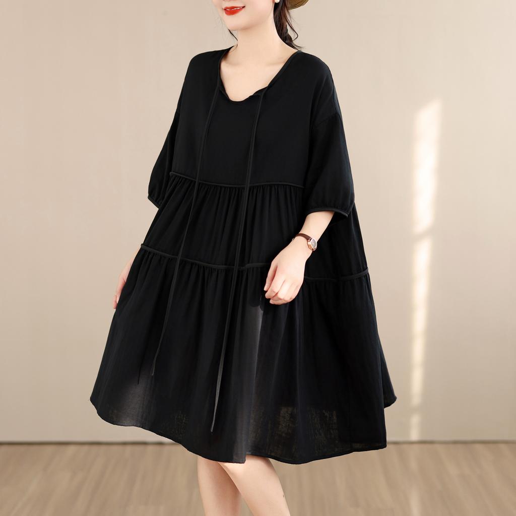 DIMANAF New 2026 Women Plus Size Summer Long Dress Sundress Loose Oversize Maxi Lady Floral Cotton Dress Solid