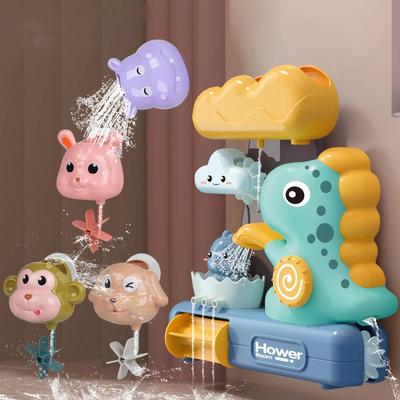 Waterwheel Bath Toys Spin Water Spray Dinosaur Steamship Animal for Children Toddlers Shower Game Bathroom Sprinkler Bath Toys
